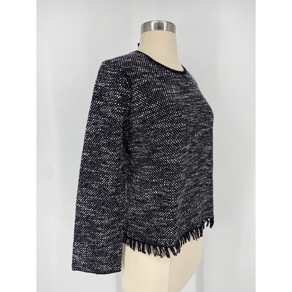 Theory Wool Blend Long Sleeve Heather Black Top - Picture 3 of 10